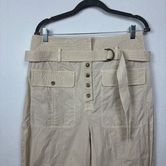 Ulla Johnson 12 Charline high rise belted Pants Beige Tan Pale Oak Quiet Luxury - Picture 2 of 5